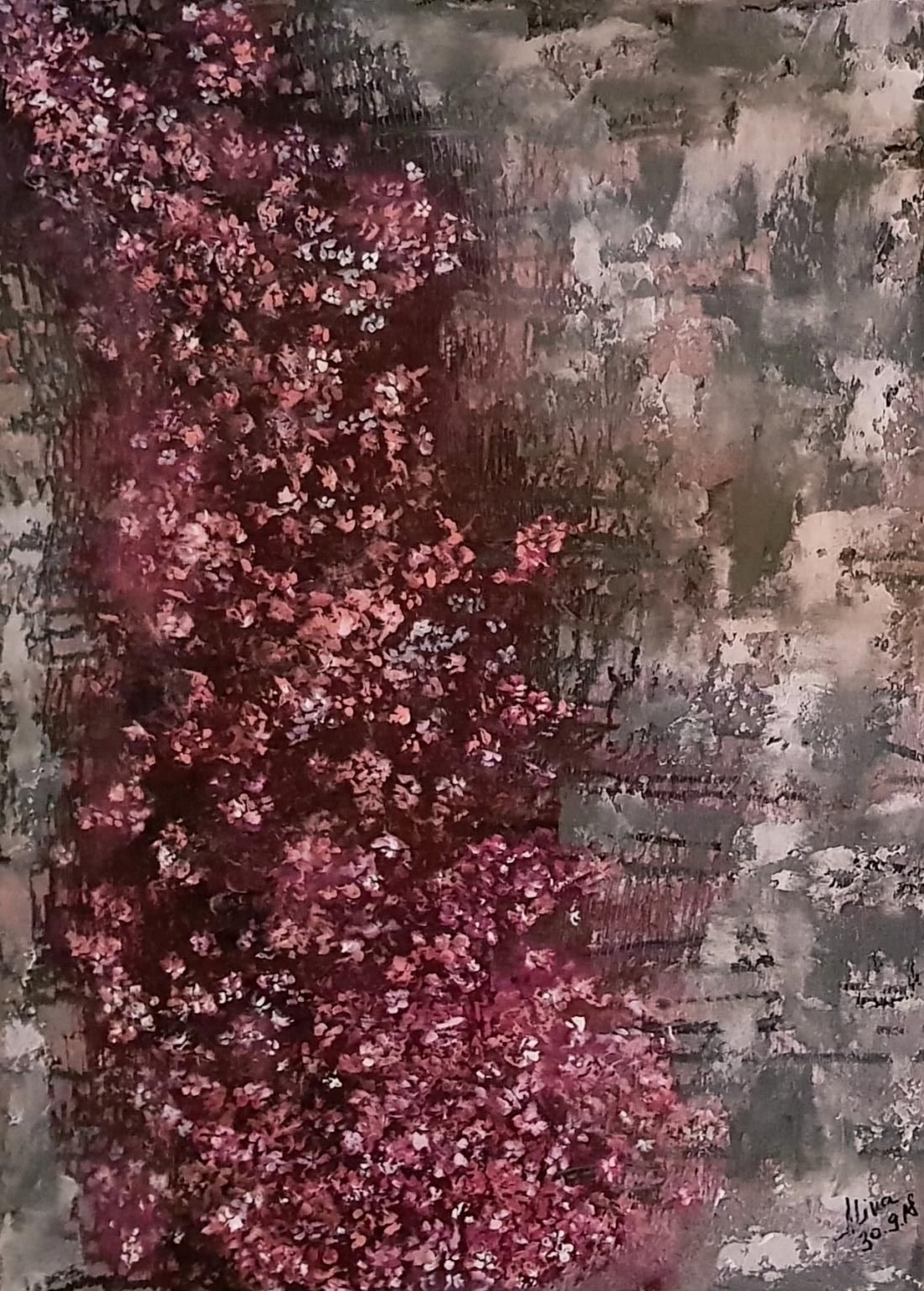 ArteDiAlina.com painting: flowers and cement